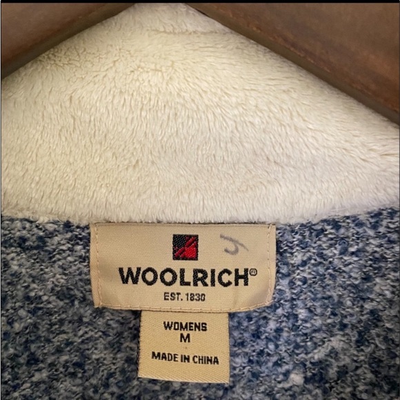 Woolroch Indigo Heather Light blue marled quarter zip Faux fur Collared Sweater - Picture 8 of 13